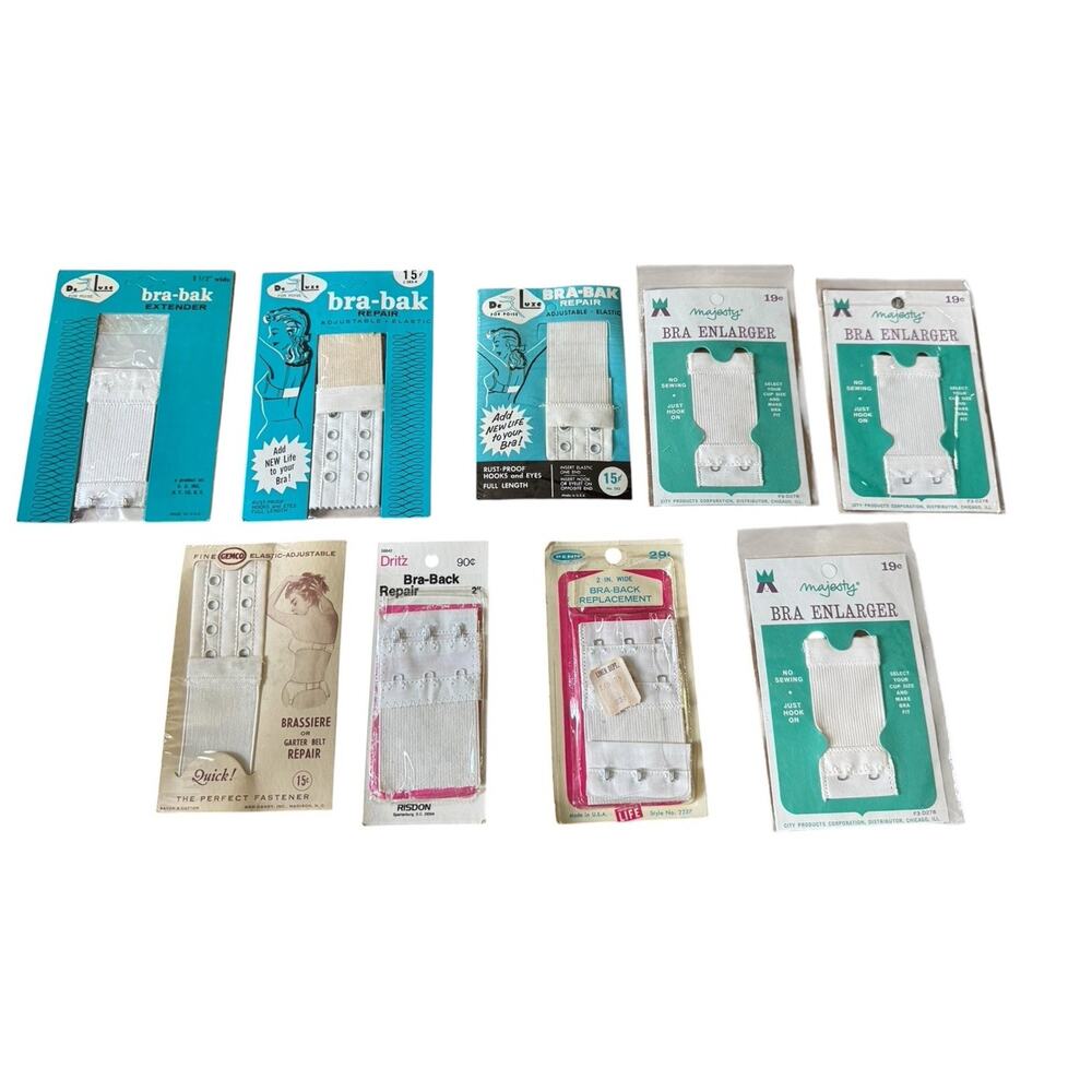 Vintage Bra Extender Repair Enlarger Lot Dritz‎ Bra-Bak Majety NOS Sewing
